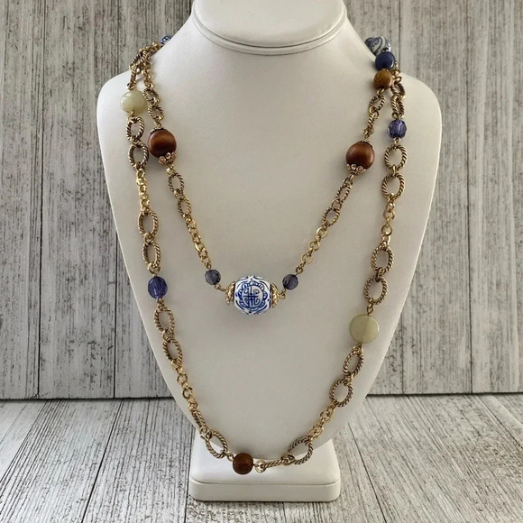 Beautiful Vintage Golden Necklace double strand - Picture 1 of 7